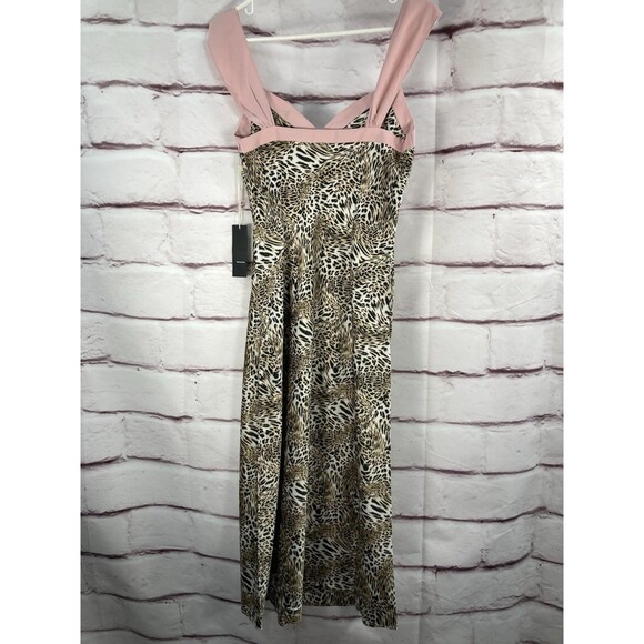 NWT Tilly’s West of Melrose Animal Print Slip Dress Pink Trim Wide Strap SZ S - Picture 7 of 14